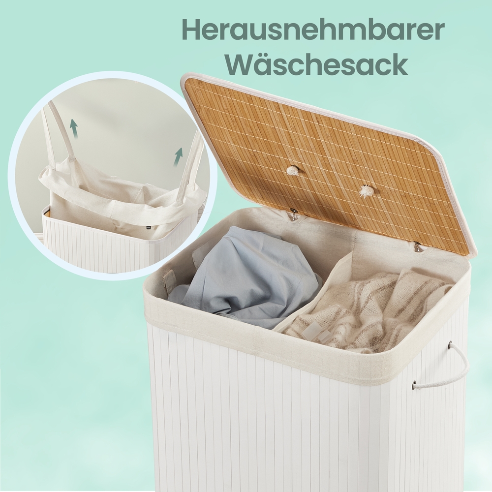 Laundry basket with lid, 2 compartments, 120 liters - Image 7