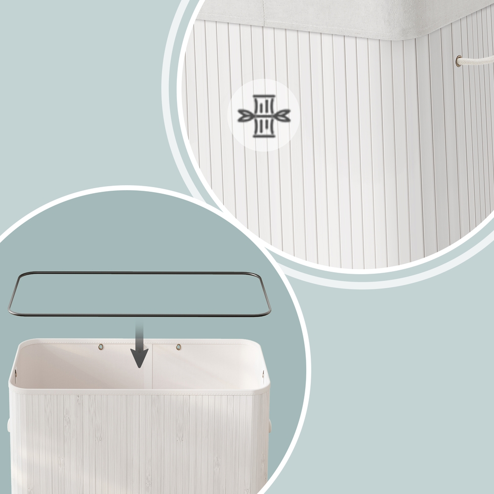 Laundry basket with lid, 2 compartments, 120 liters - Image 9