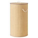 Laundry basket with lid, 90 L, bamboo laundry bin