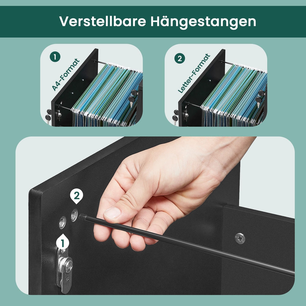 Rullecontainer, aflåselig, arkivskab med 2 skuffer - Billede 8