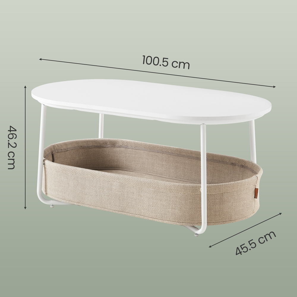 Living room table with fabric basket, side table with storage, metal frame - Image 4