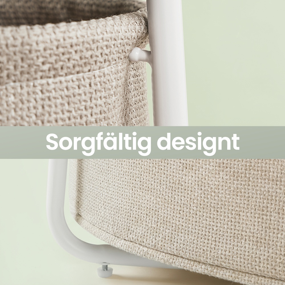 Living room table with fabric basket, side table with storage, metal frame - Image 5