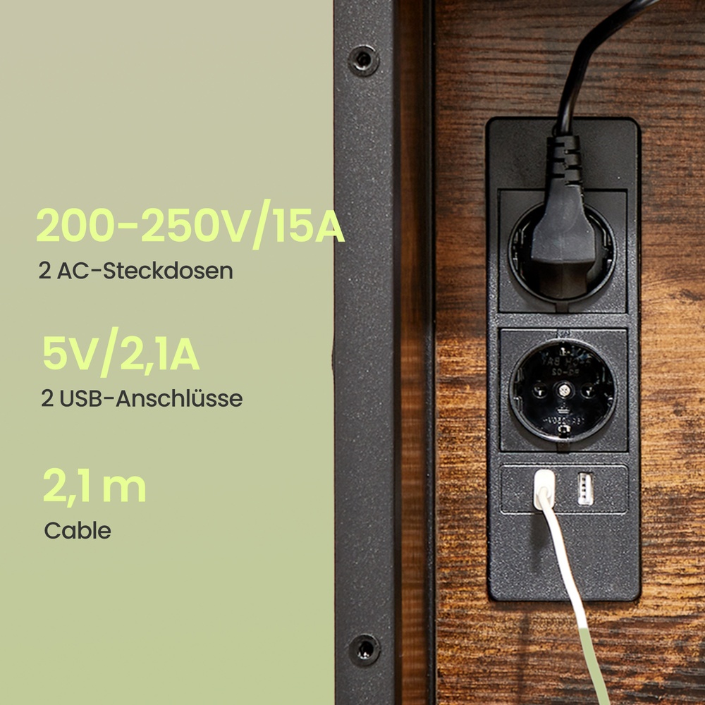 Sidobord, nattduksbord med eluttag, USB-anslutningar - Bild 4