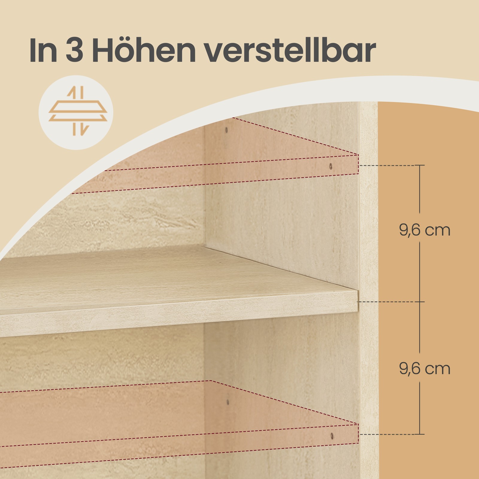 Sidebord med fleksibel hylde, natbord med åbne rum, til stuen - Billede 6