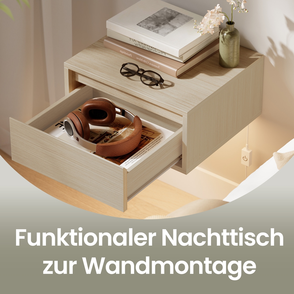 Floating nightstand, set of 2, 3 light colors - Image 5