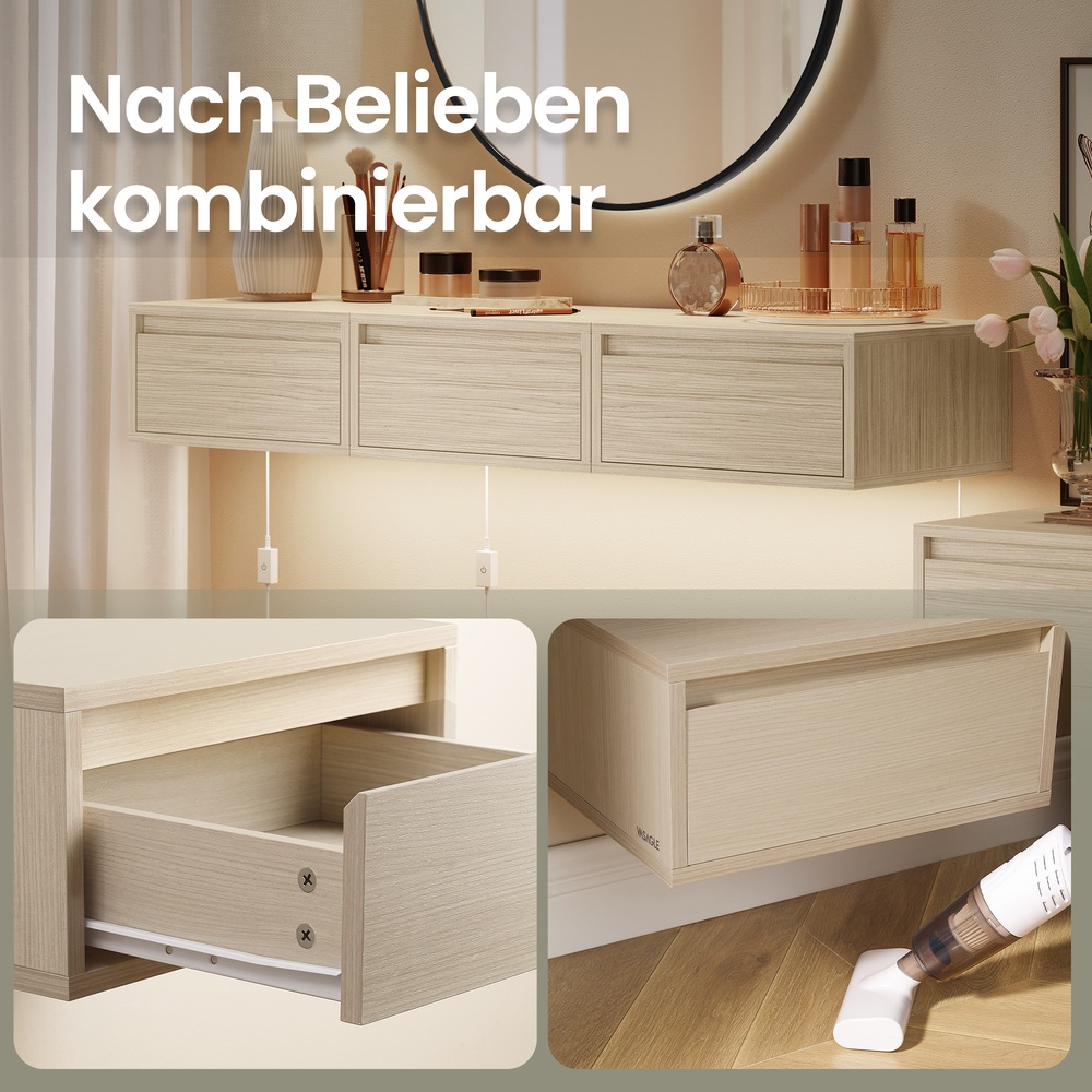 Floating nightstand, set of 2, 3 light colors - Image 7