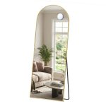 Full-length mirror with magnifying mirror, safety glass, curved