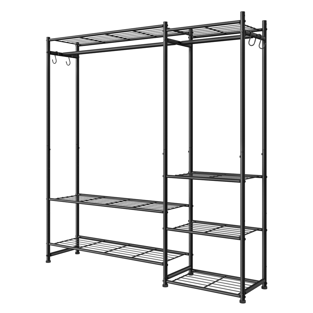 Coat rack with metal frame, open wardrobe, 7 shelves
