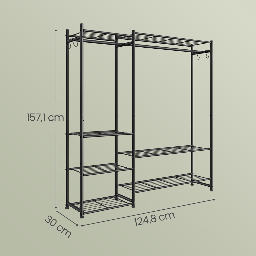 Coat rack with metal frame, open wardrobe, 7 shelves - Image 3