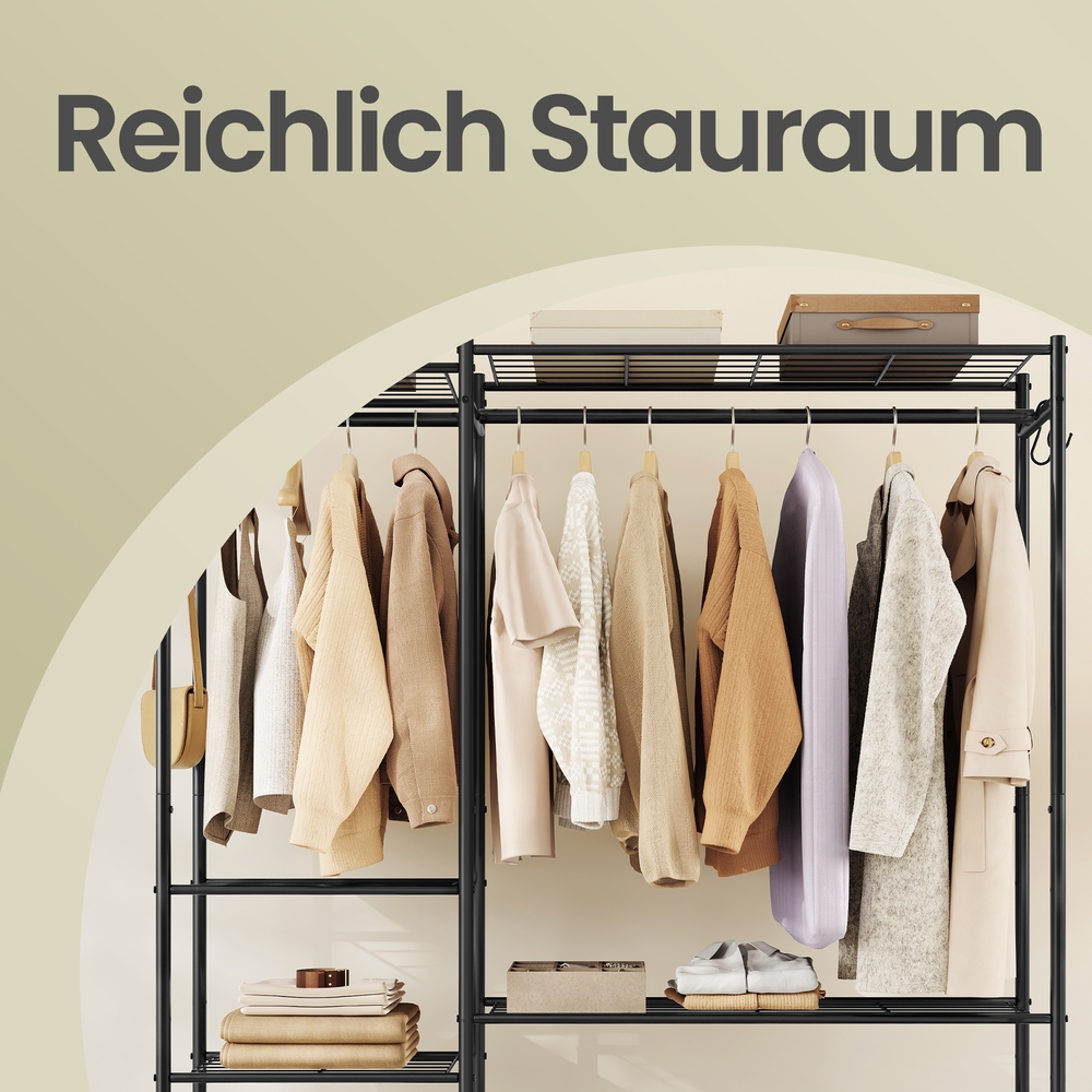Coat rack with metal frame, open wardrobe, 7 shelves - Image 5