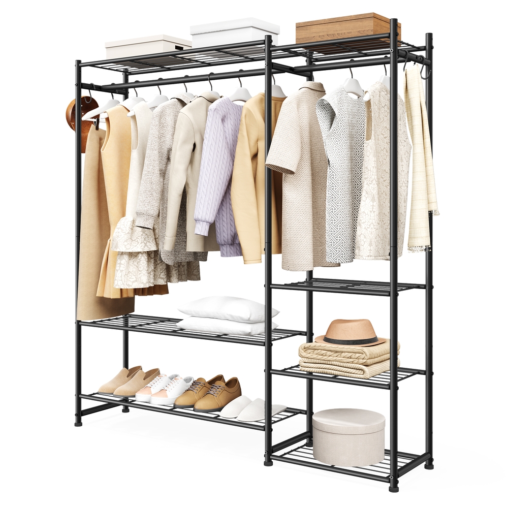 Coat rack with metal frame, open wardrobe, 7 shelves - Image 6