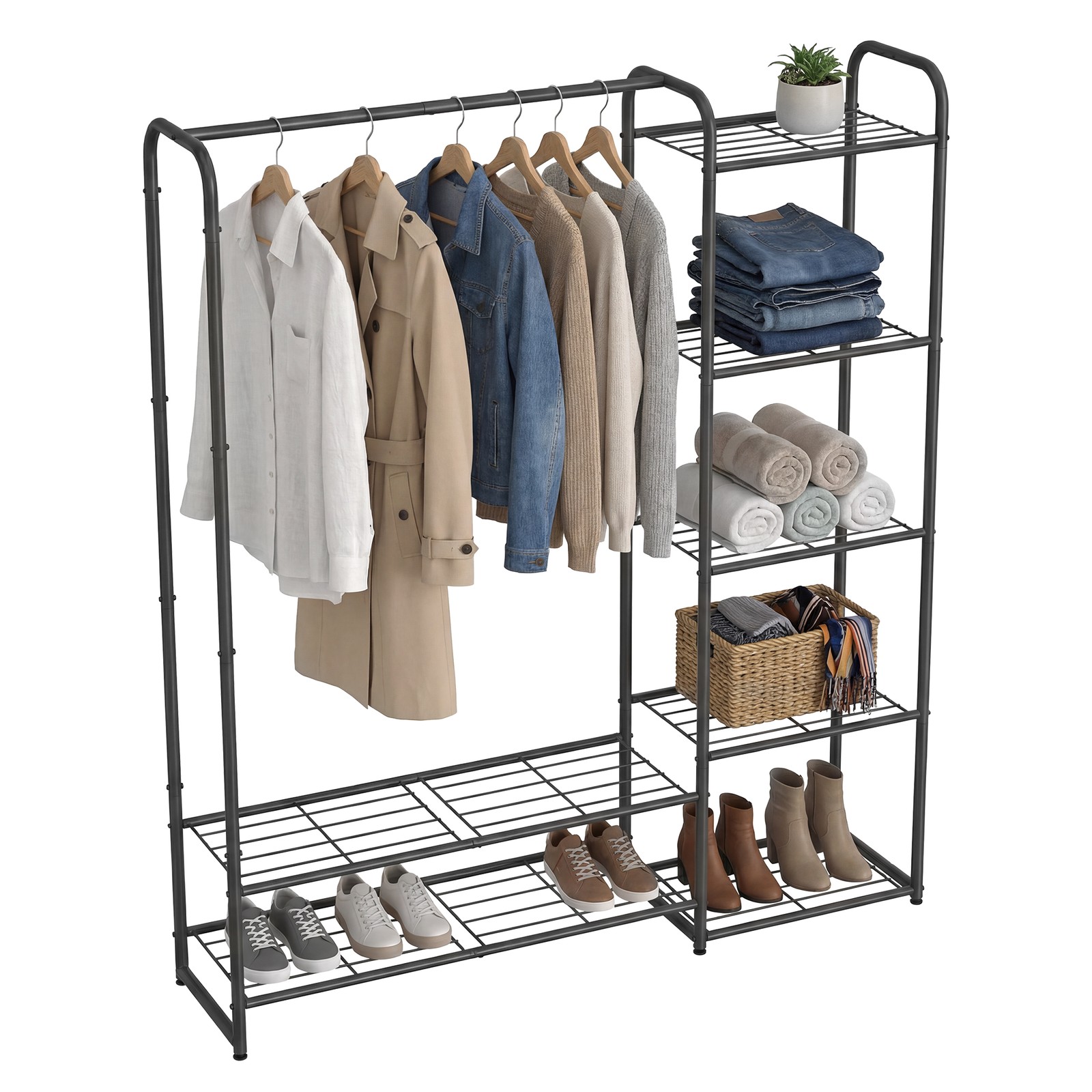 Tøjstativ, garderobe med hylder, af metal - Billede 2