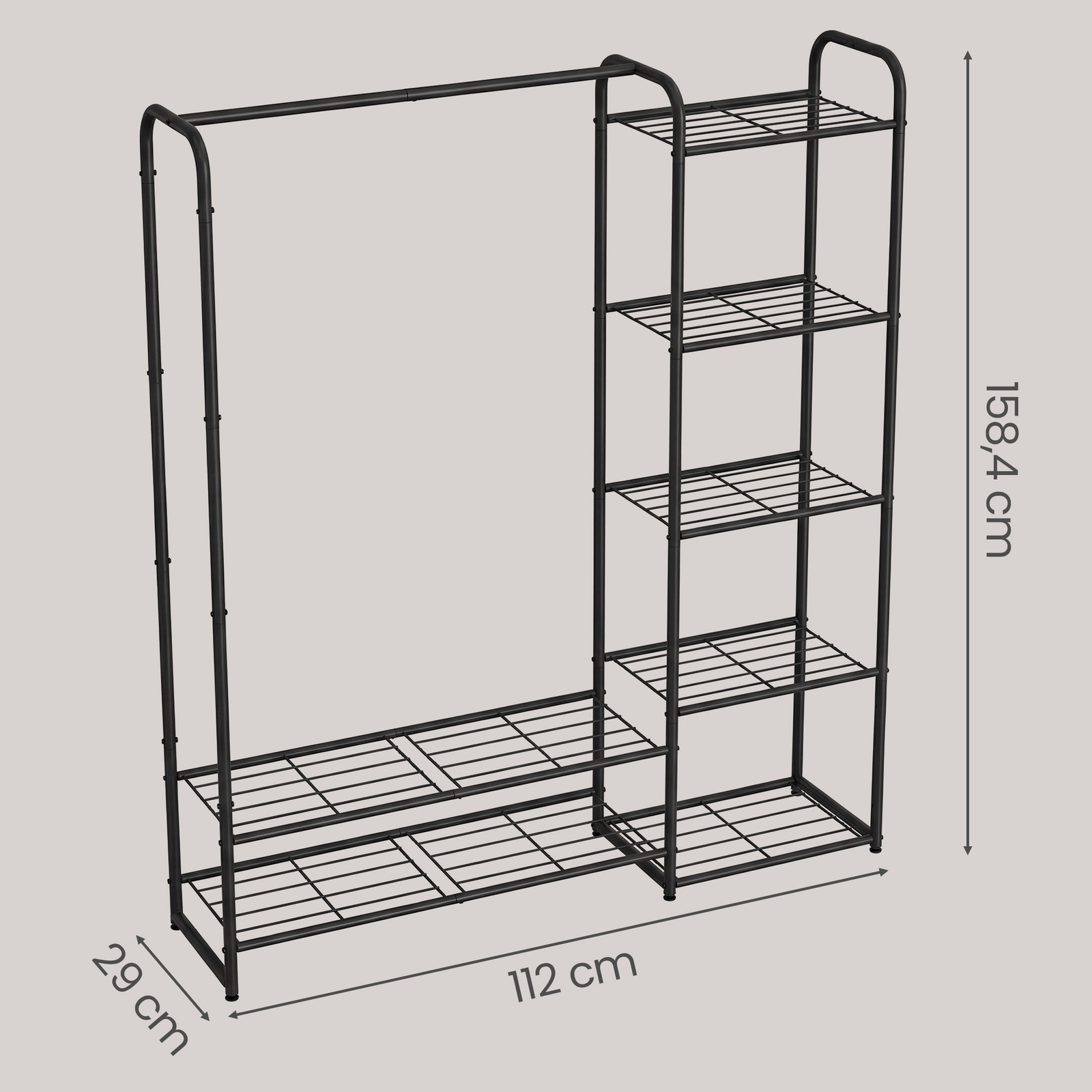 Tøjstativ, garderobe med hylder, af metal - Billede 3