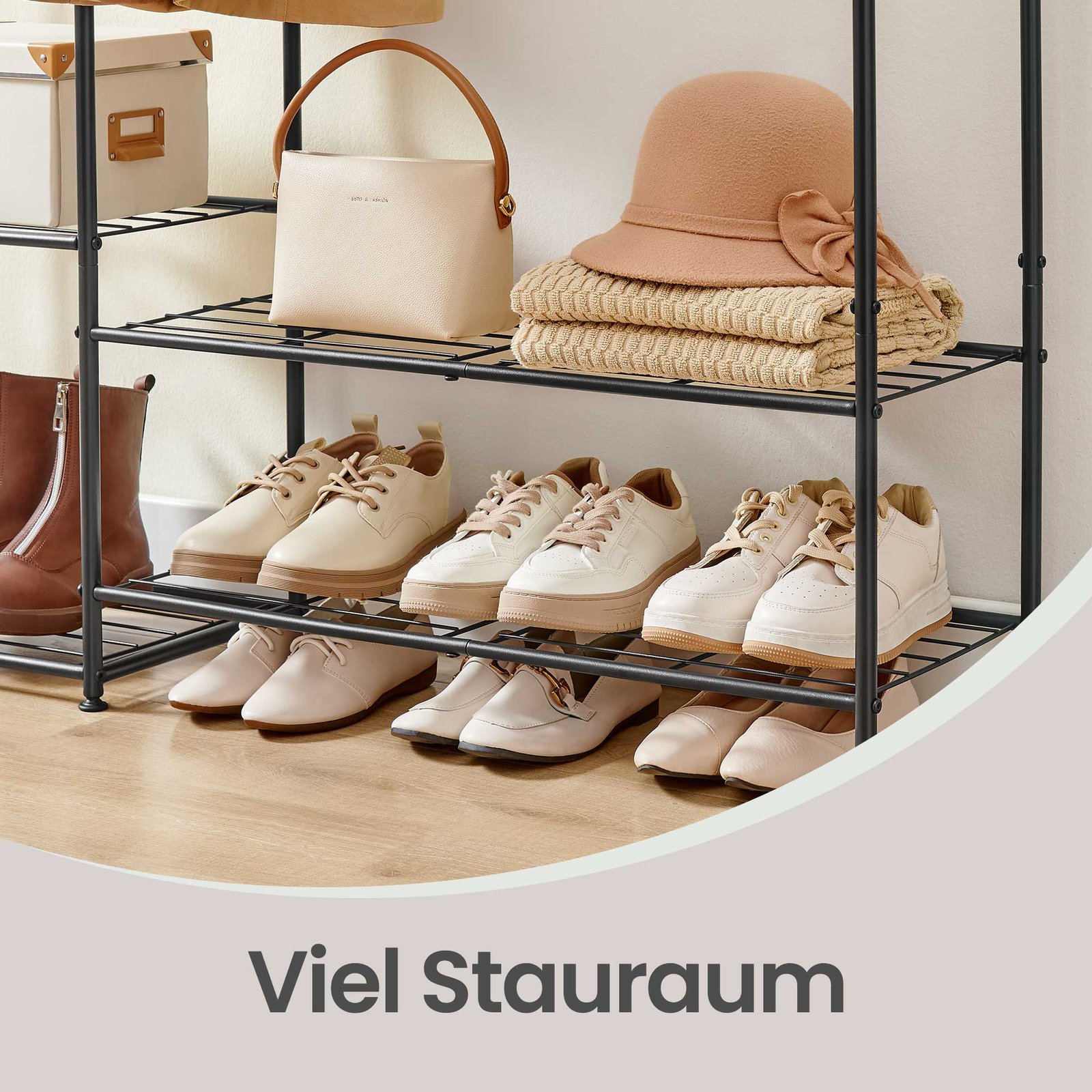 Tøjstativ, garderobe med hylder, af metal - Billede 6