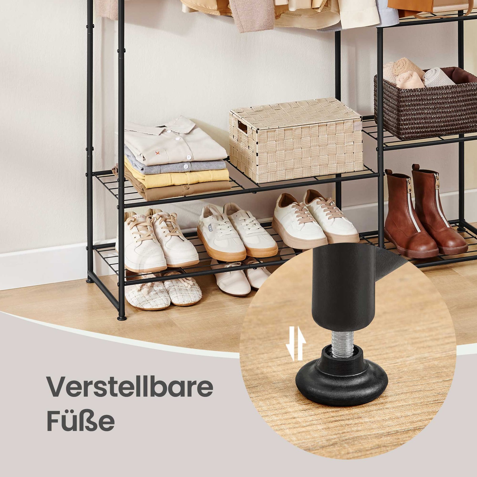 Tøjstativ, garderobe med hylder, af metal - Billede 8