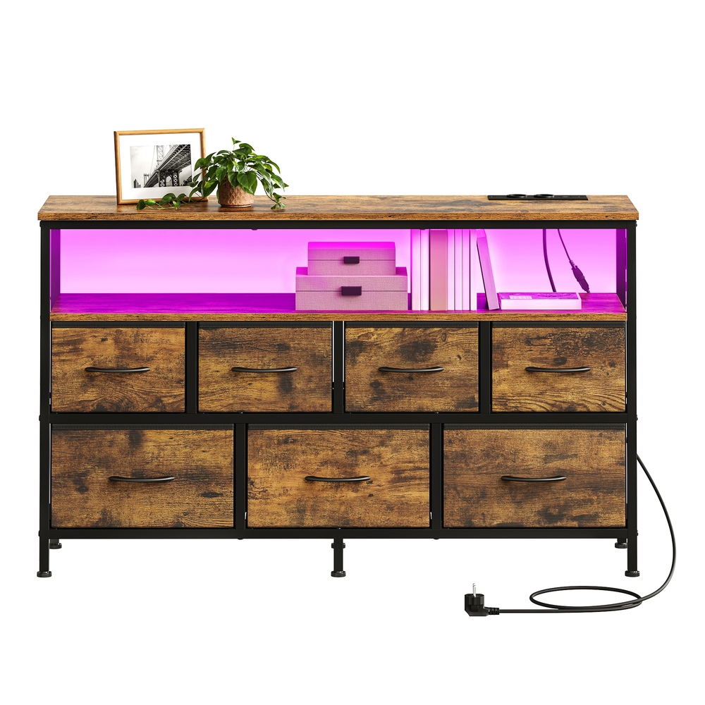 Byrå med LED-belysning, sideboard, lådskåp för vardagsrum - Bild 2