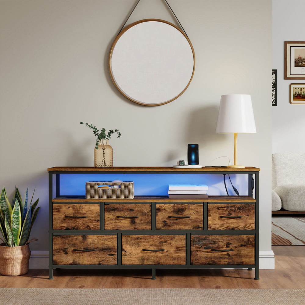Byrå med LED-belysning, sideboard, lådskåp för vardagsrum - Bild 4