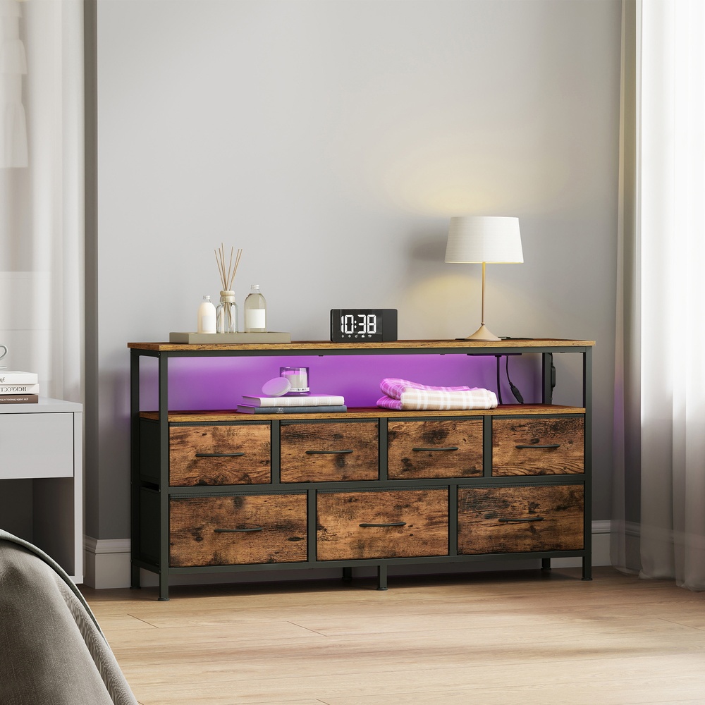 Byrå med LED-belysning, sideboard, lådskåp för vardagsrum - Bild 5