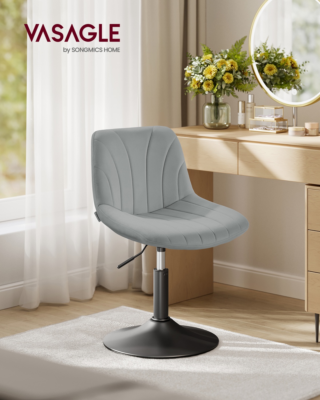 Makeup stool with backrest and swivel seat - Image 2