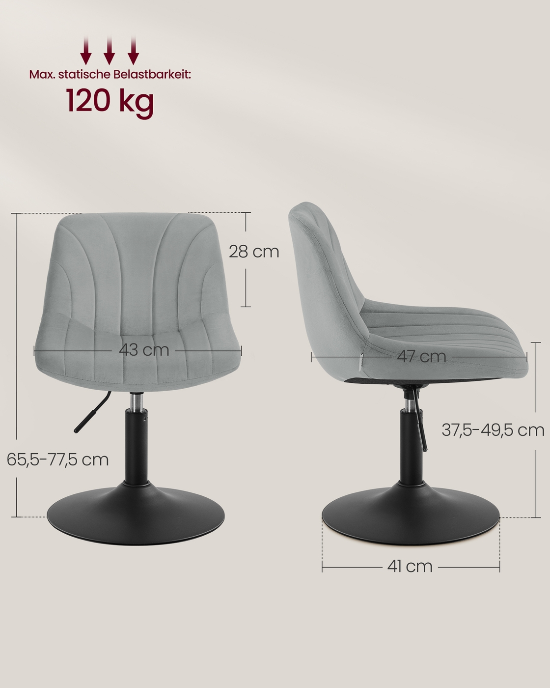 Makeup stool with backrest and swivel seat - Image 3