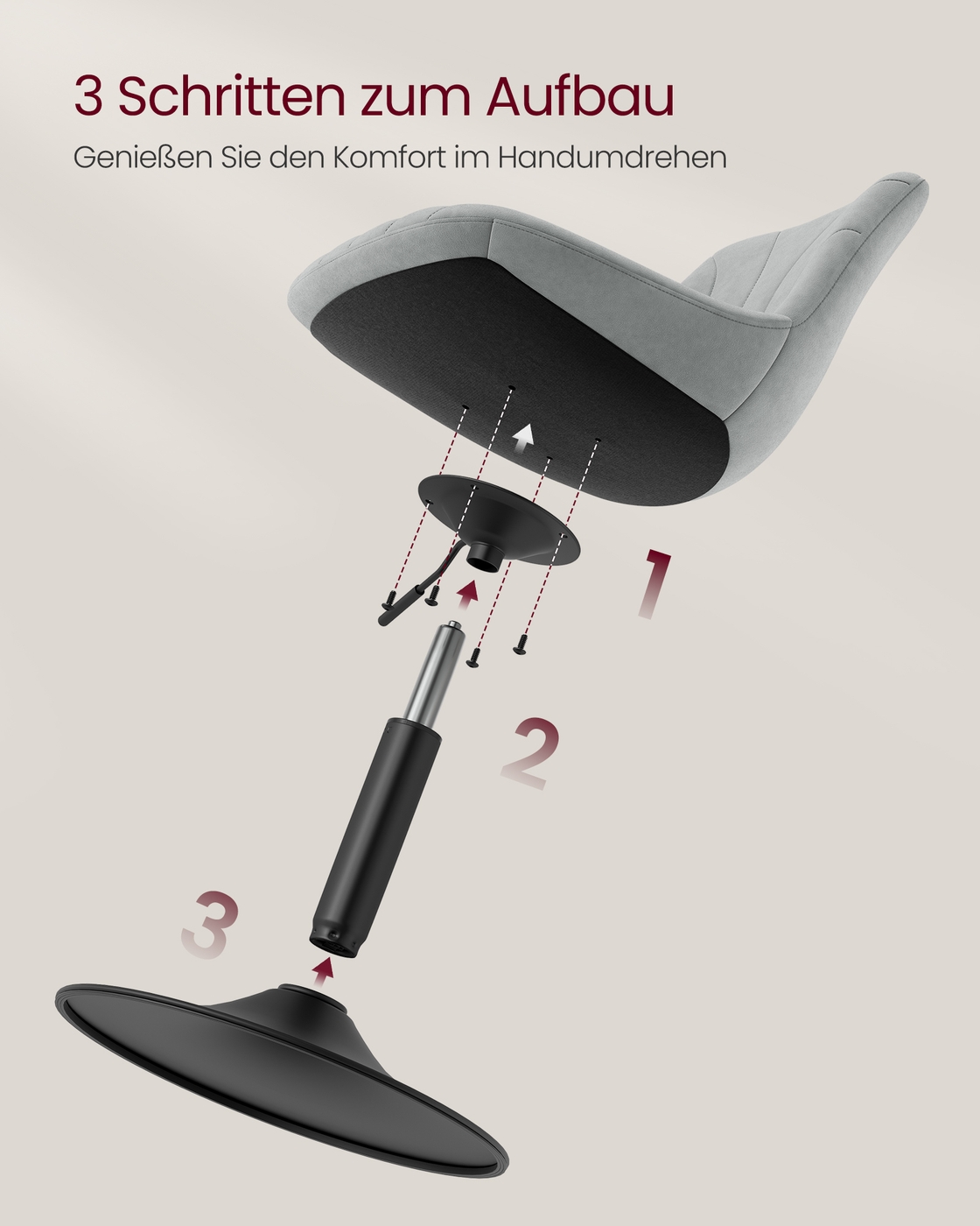 Makeup stool with backrest and swivel seat - Image 8