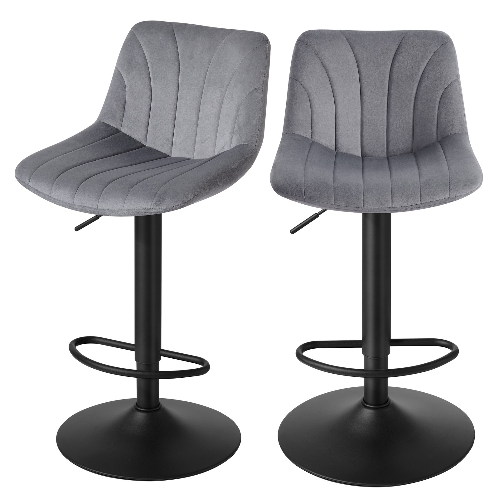 Bar stool set of 2, kitchen stools, 88–108 cm height-adjustable