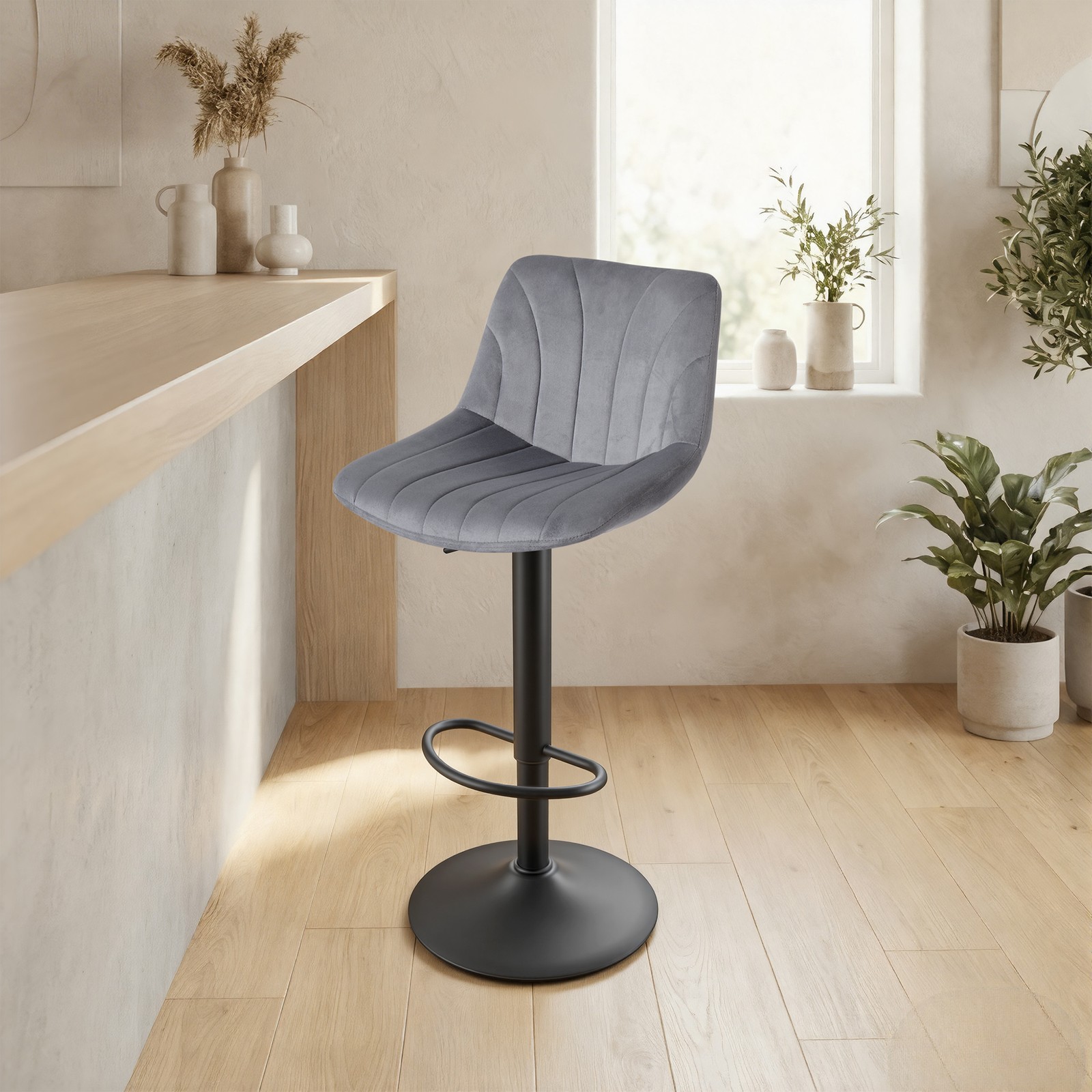 Bar stool set of 2, kitchen stools, 88–108 cm height-adjustable - Image 3