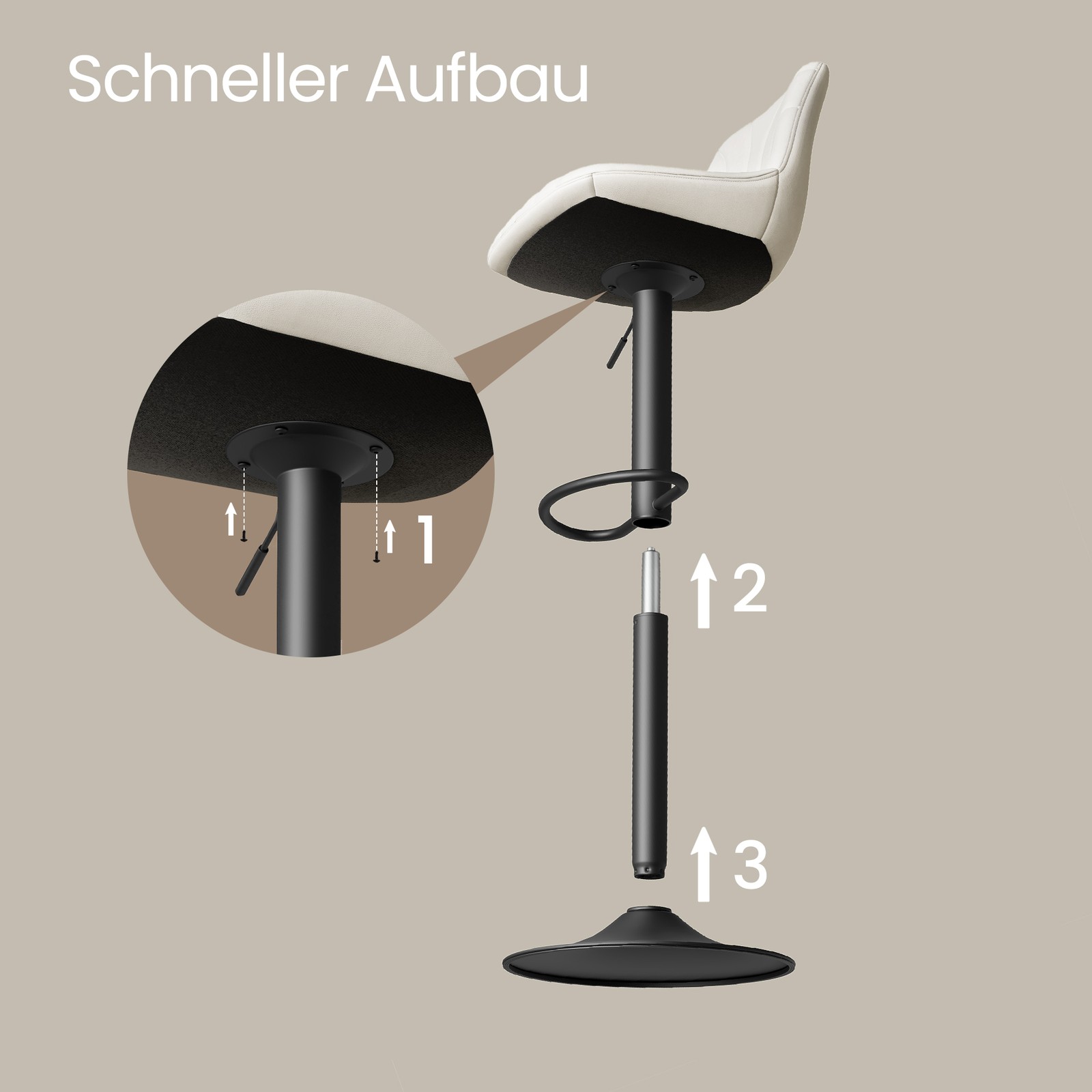 Bar stool set of 2, kitchen stools, 88–108 cm height-adjustable - Image 7