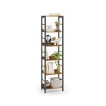 VASAGLE bokhylla med 5 hyllplan, hylla, förvaringshylla, med bakplattor, för vardagsrum, arbetsrum, hemmakontor, industridesign, vintagebrun-bläcksvart