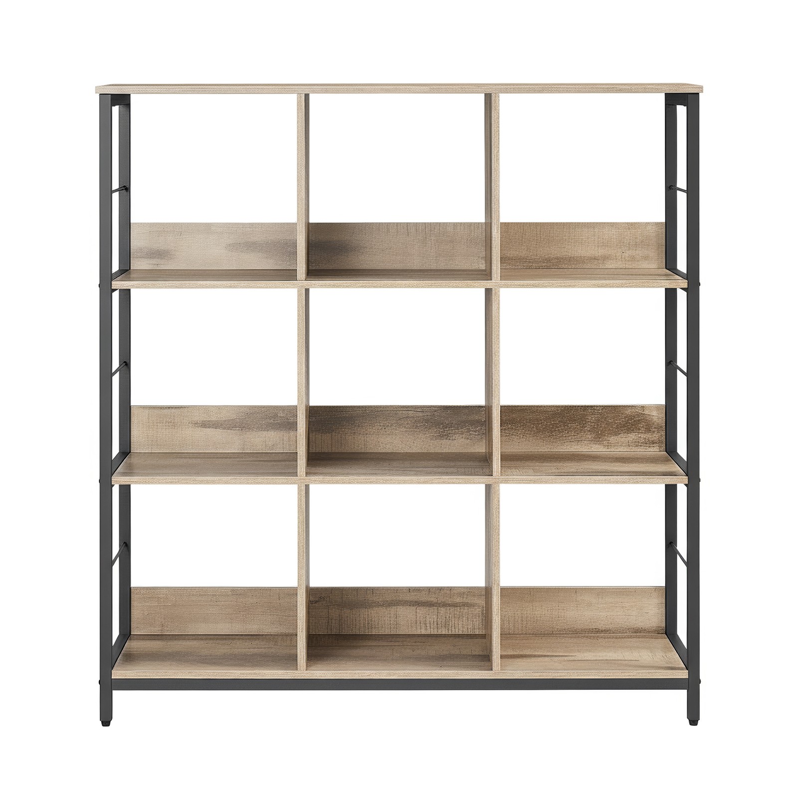 Floor-standing shelf, bookshelf with 9 compartments, brown-black