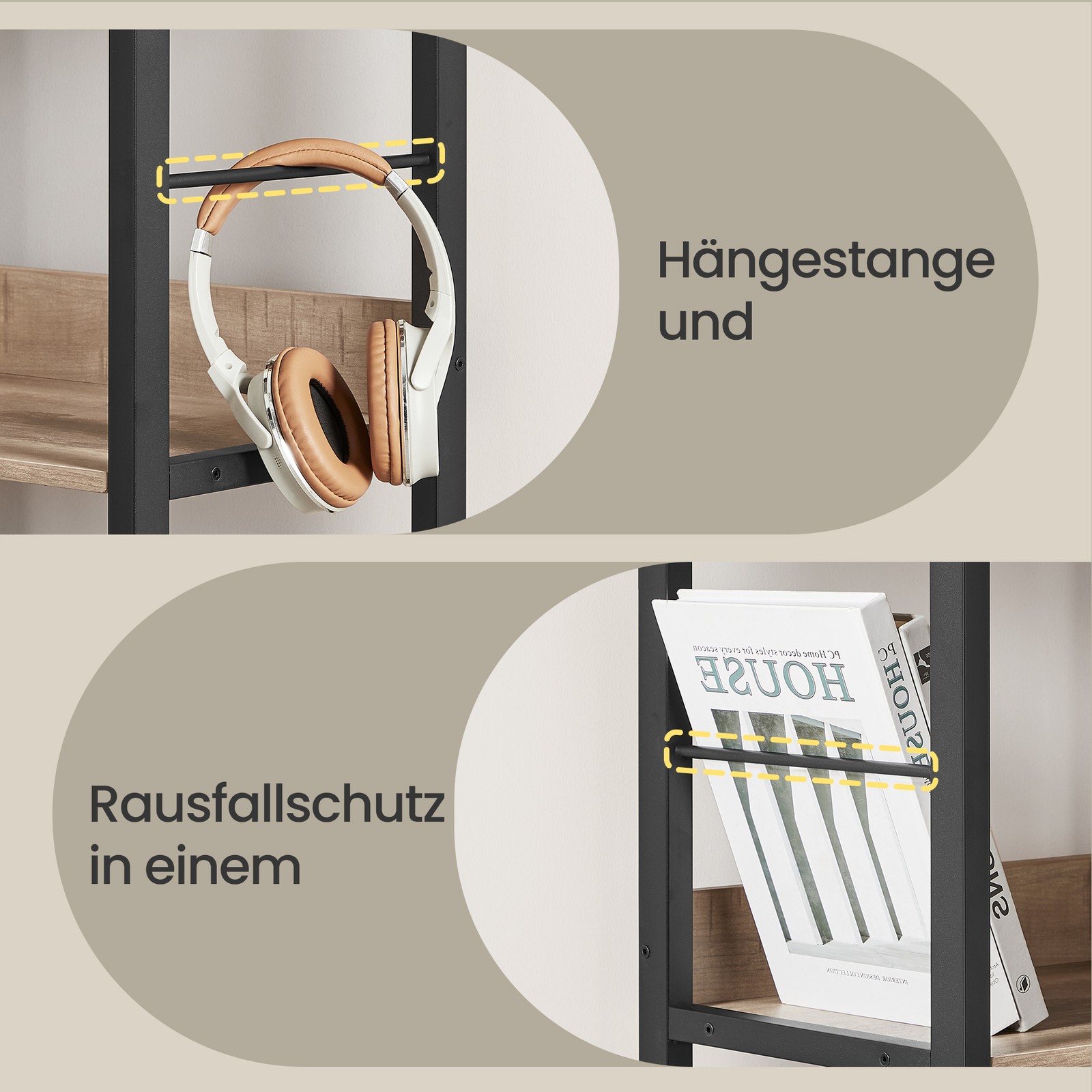 Floor-standing shelf, bookshelf with 9 compartments, brown-black - Image 8