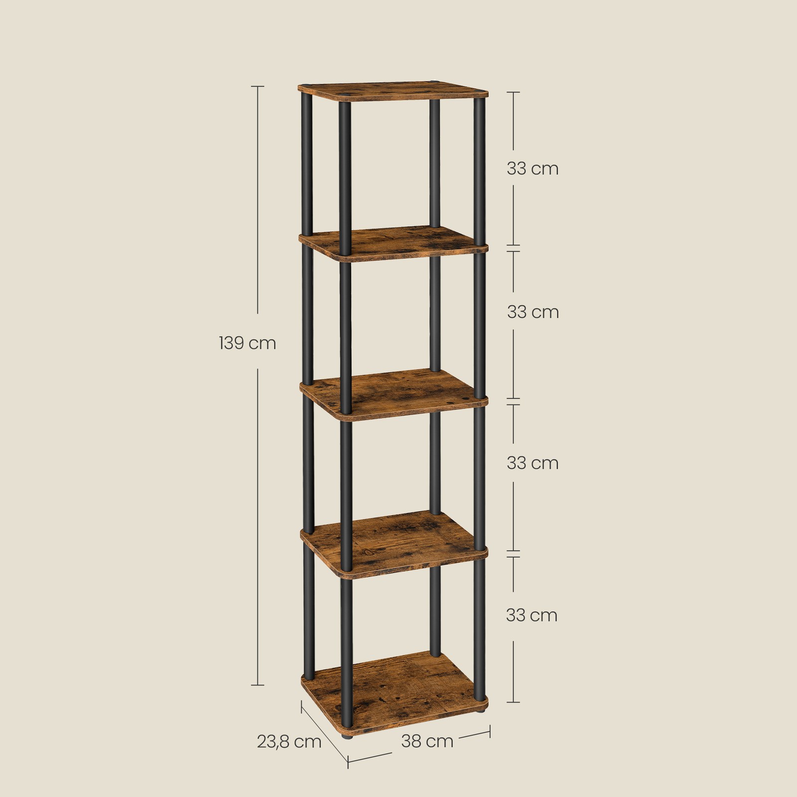 Super-fast tool-free assembly, 5-tier shelf, freestanding shelf - Image 3
