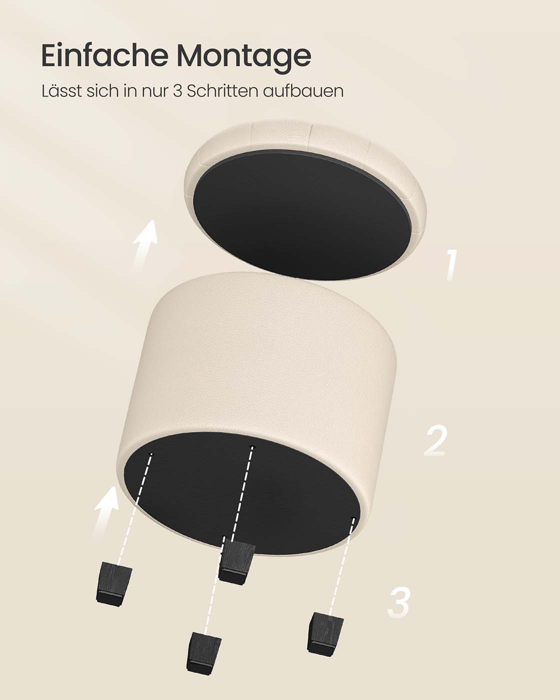 Footstool with storage Light Beige - Image 6