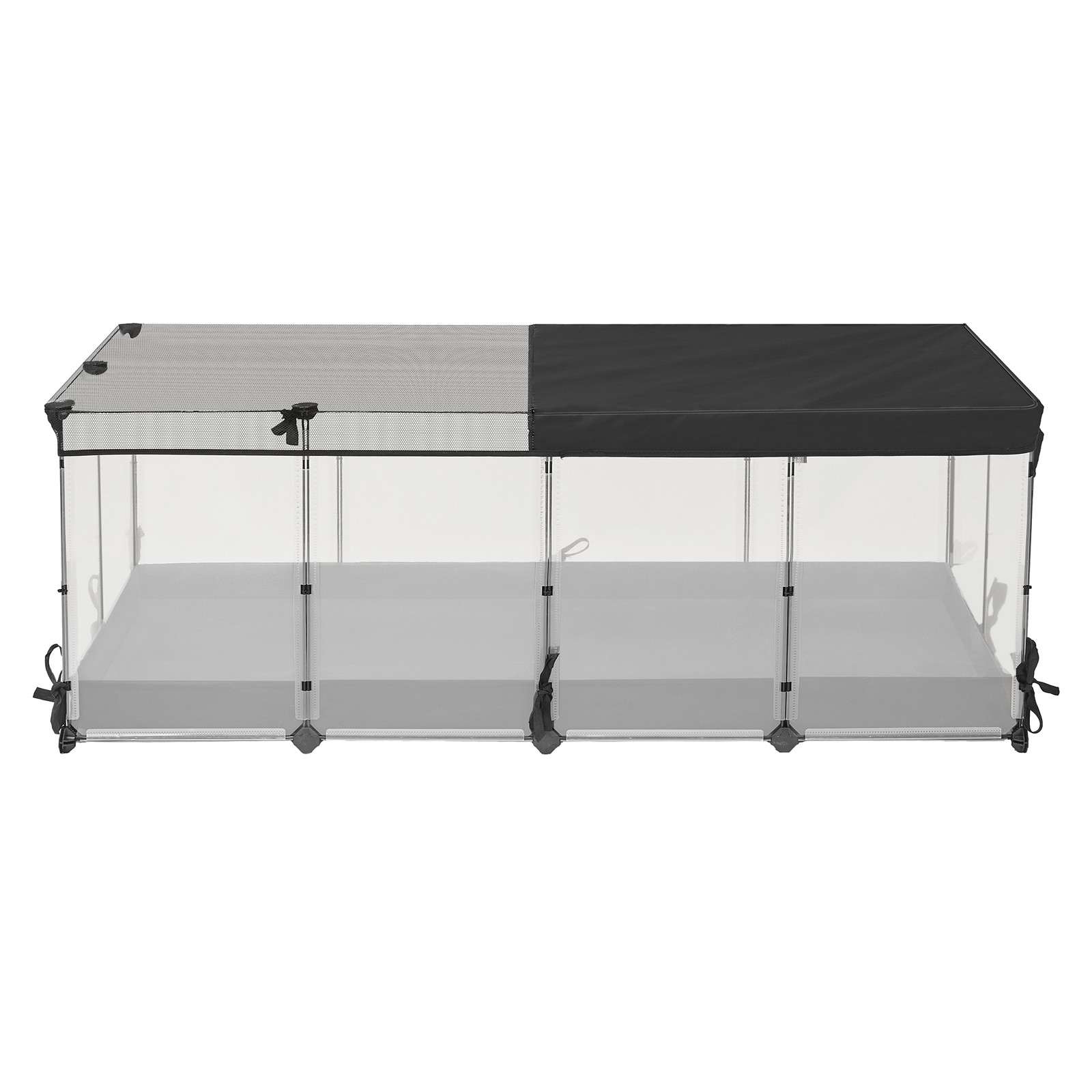 SONGMICS bur for smådyr, halvtransparente plater, pustende, vannavstøtende stoff i bunnen, kaninbur, marsvinbur, ilderbur, 144 x 74 x 47 cm, skyhvit
