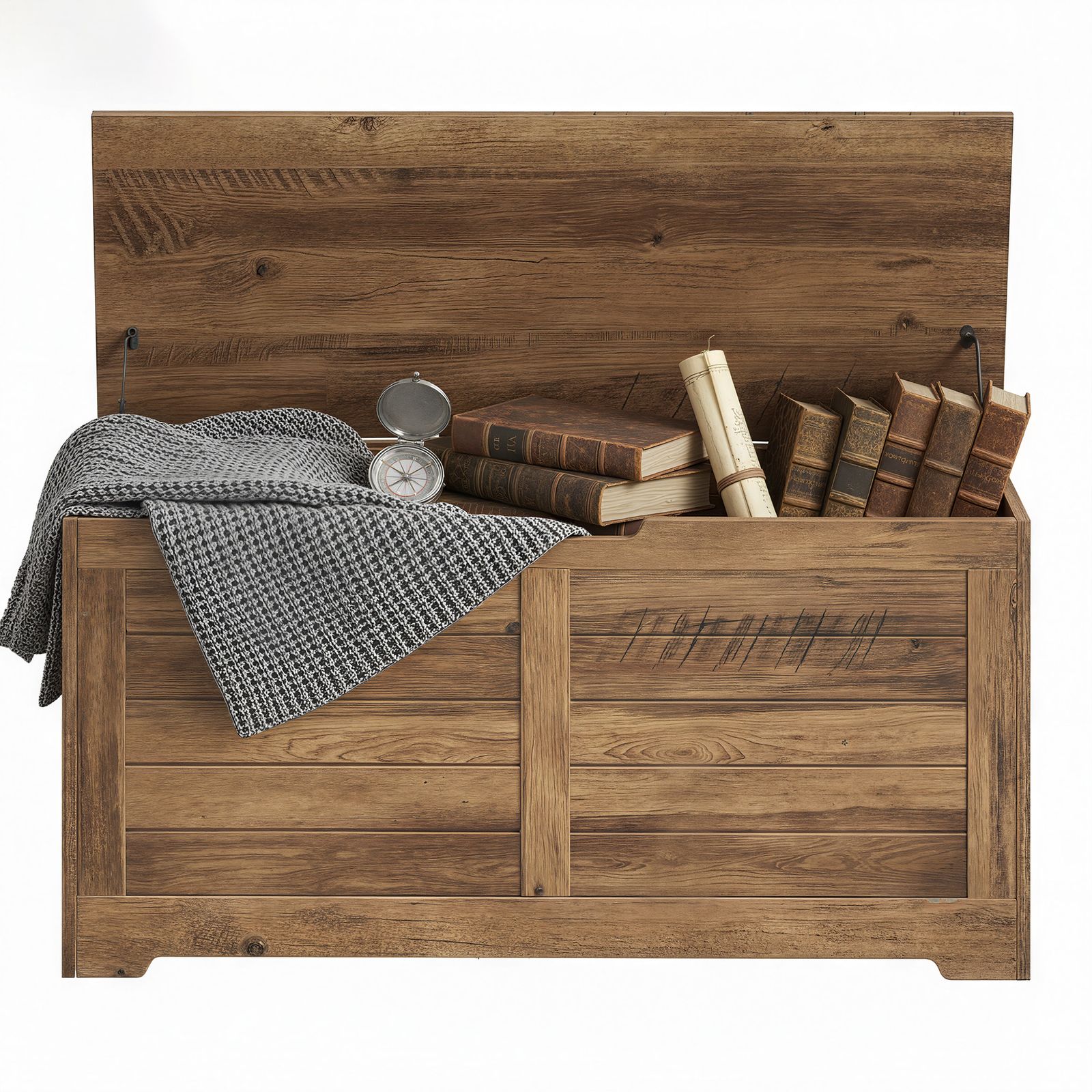 Shoe bench, bench with storage, storage chest with 2 safety hinges - Image 2
