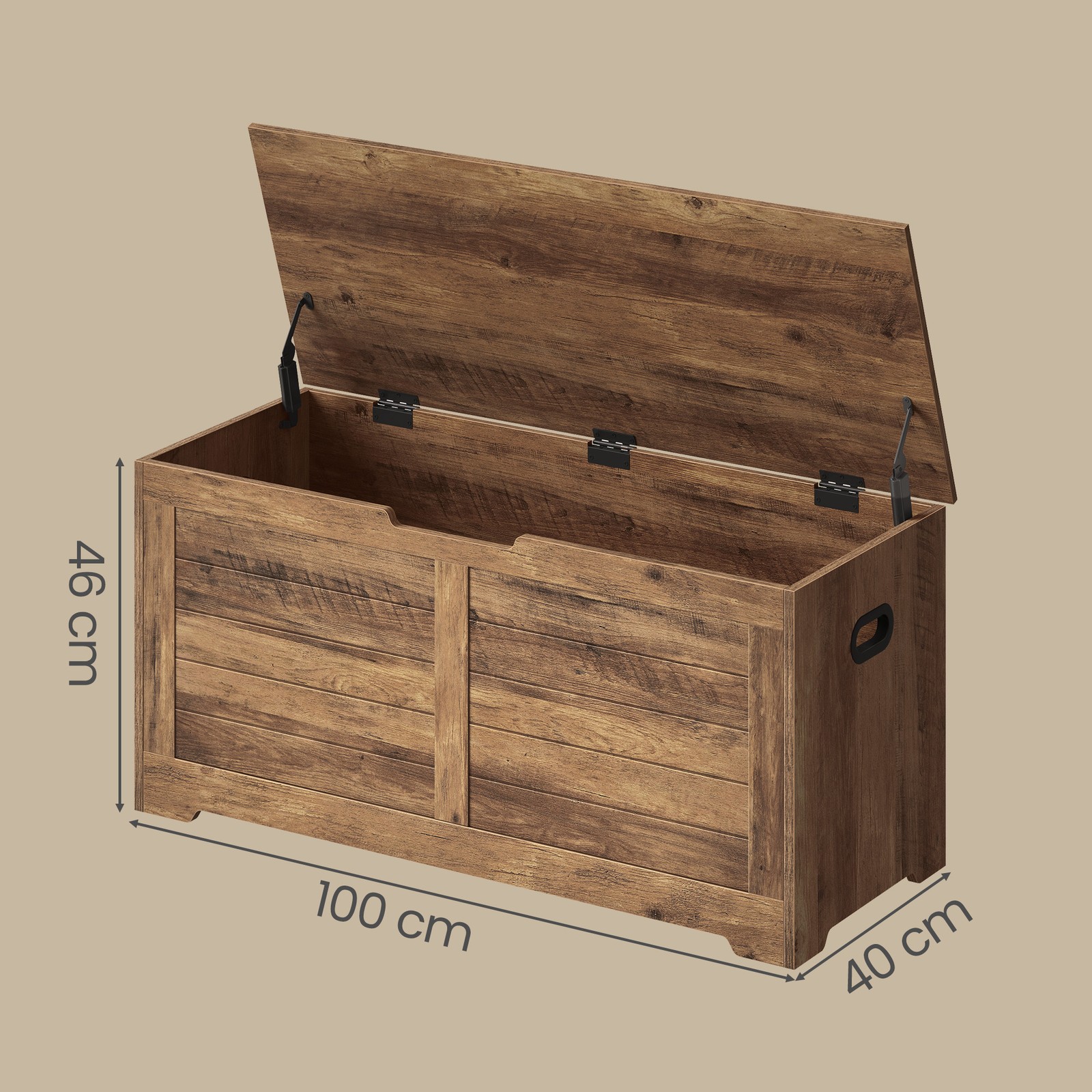 Shoe bench, bench with storage, storage chest with 2 safety hinges - Image 3