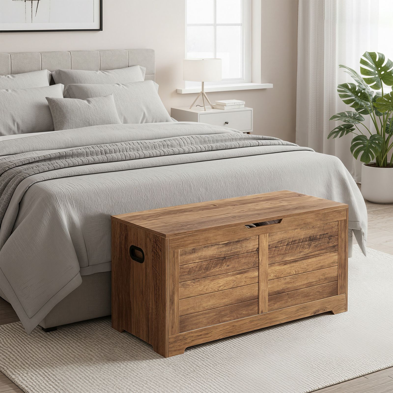 Shoe bench, bench with storage, storage chest with 2 safety hinges - Image 4