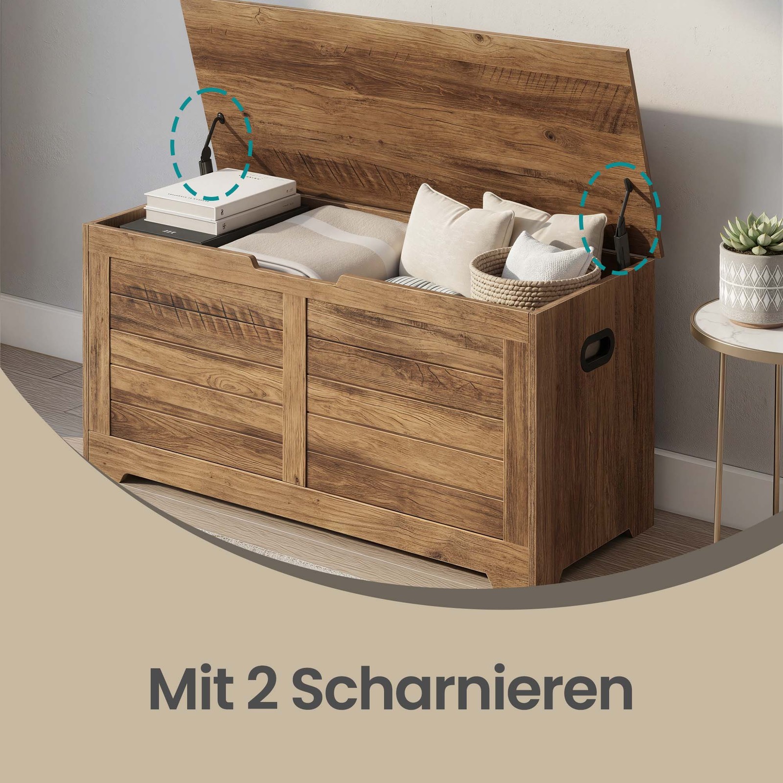 Shoe bench, bench with storage, storage chest with 2 safety hinges - Image 6