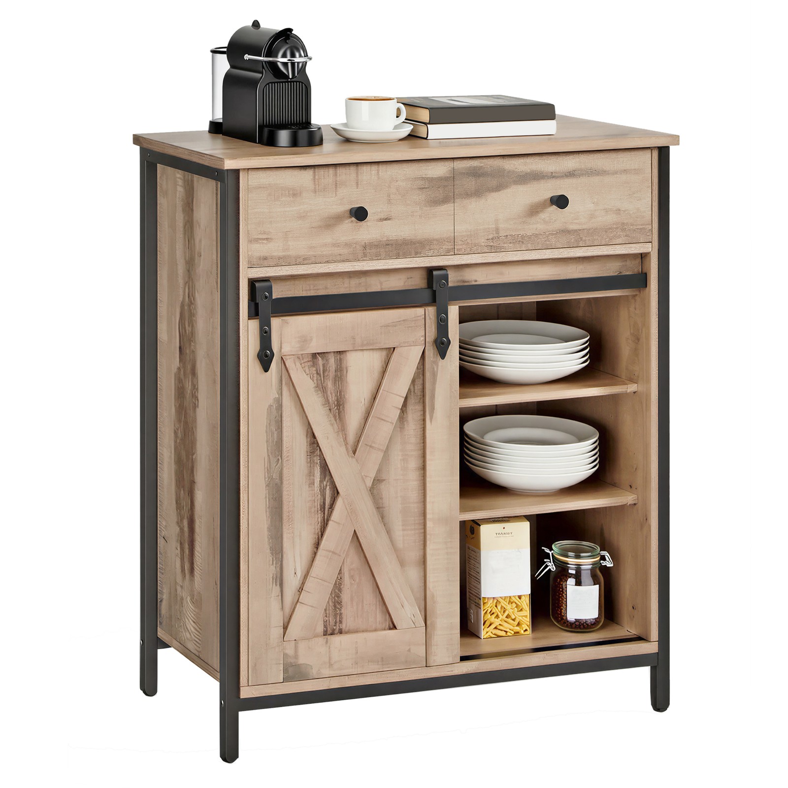Sideboard with sliding door, living room storage cabinet, freestanding TV cabinet - Image 2