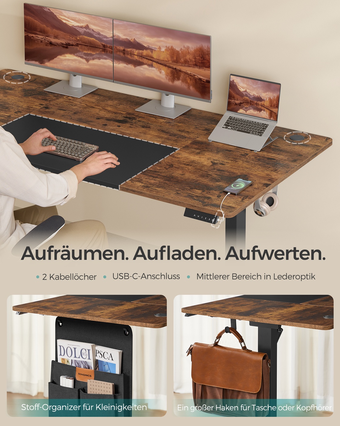 Electric height-adjustable desk 180 x 80 cm - Image 5
