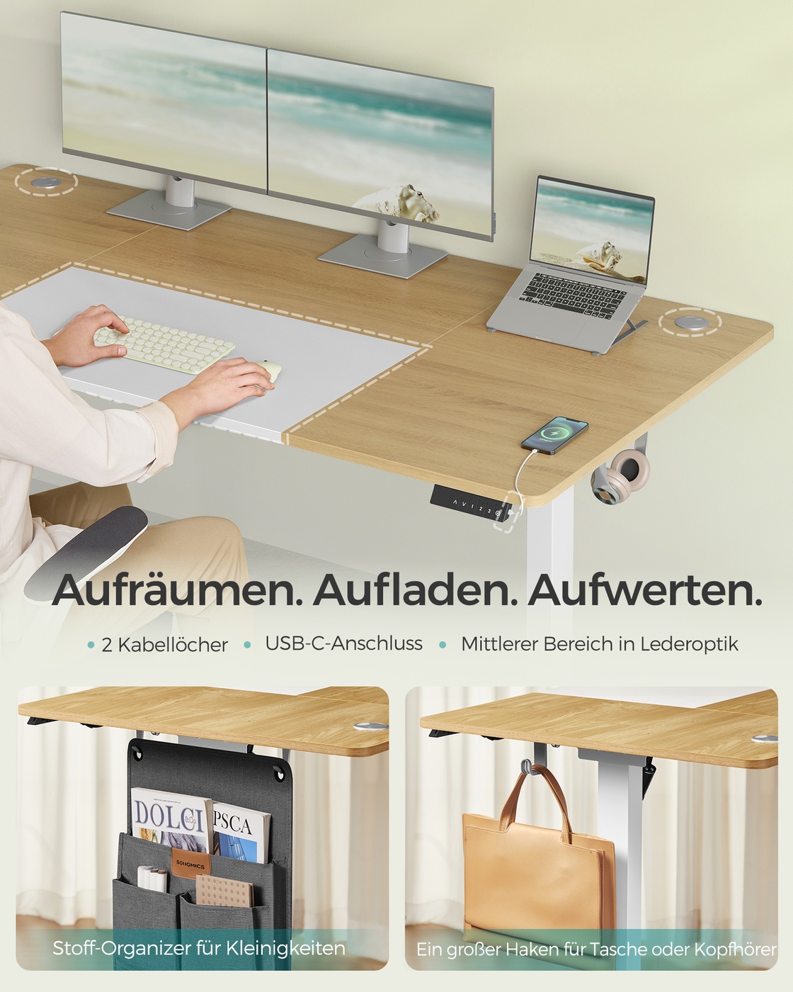 Electric height-adjustable desk 180 x 80 cm - Image 5