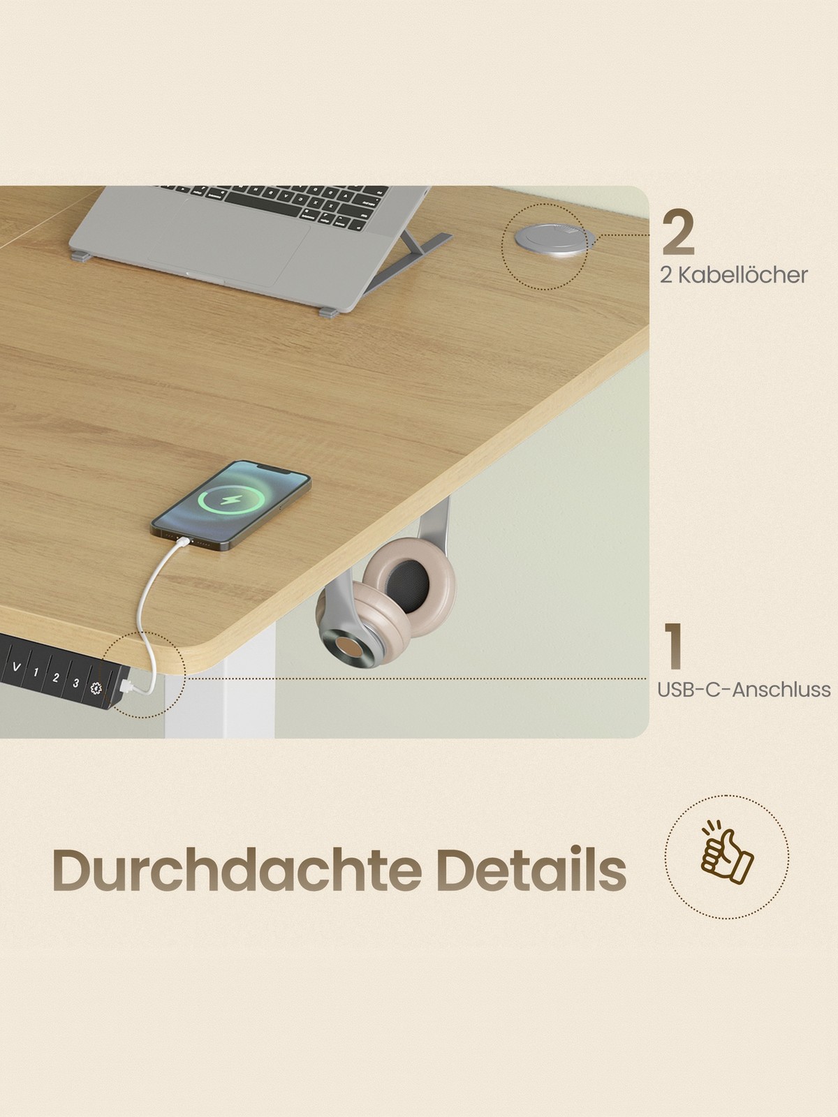 Electric height-adjustable desk, 120.1 x 60 - Image 9