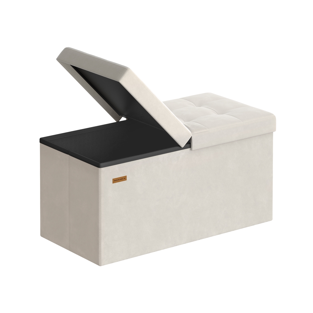 Bench with storage and folding lid, cream white