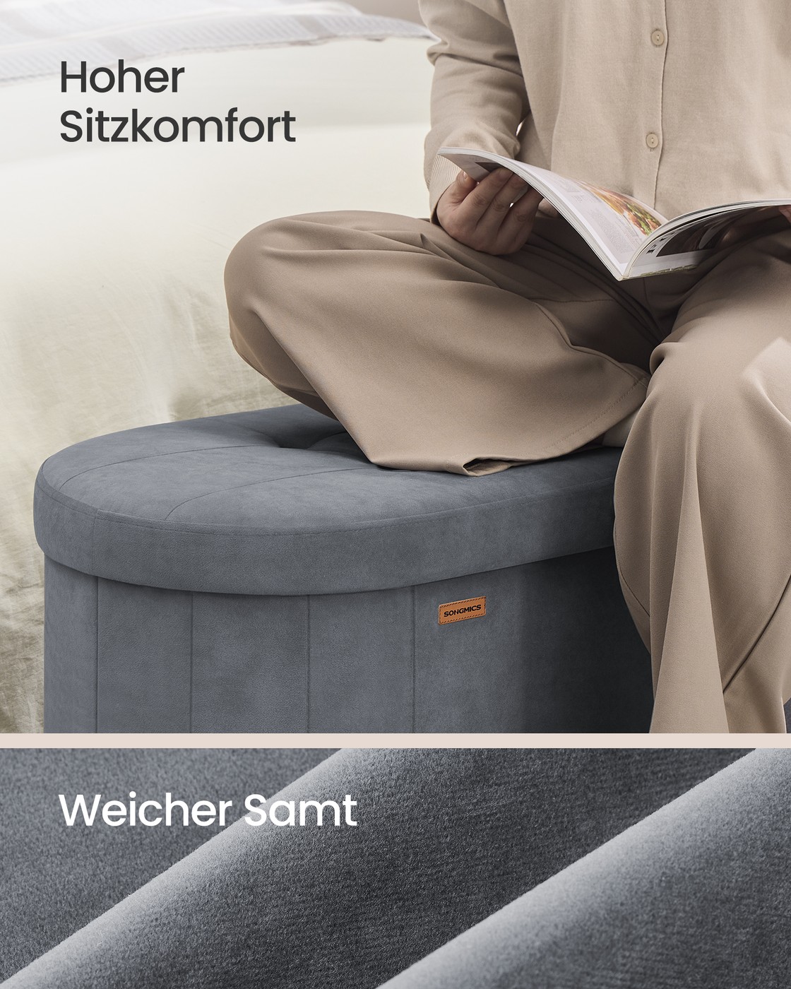 Bench with storage offers comfortable seating and organization, slate gray - Image 7