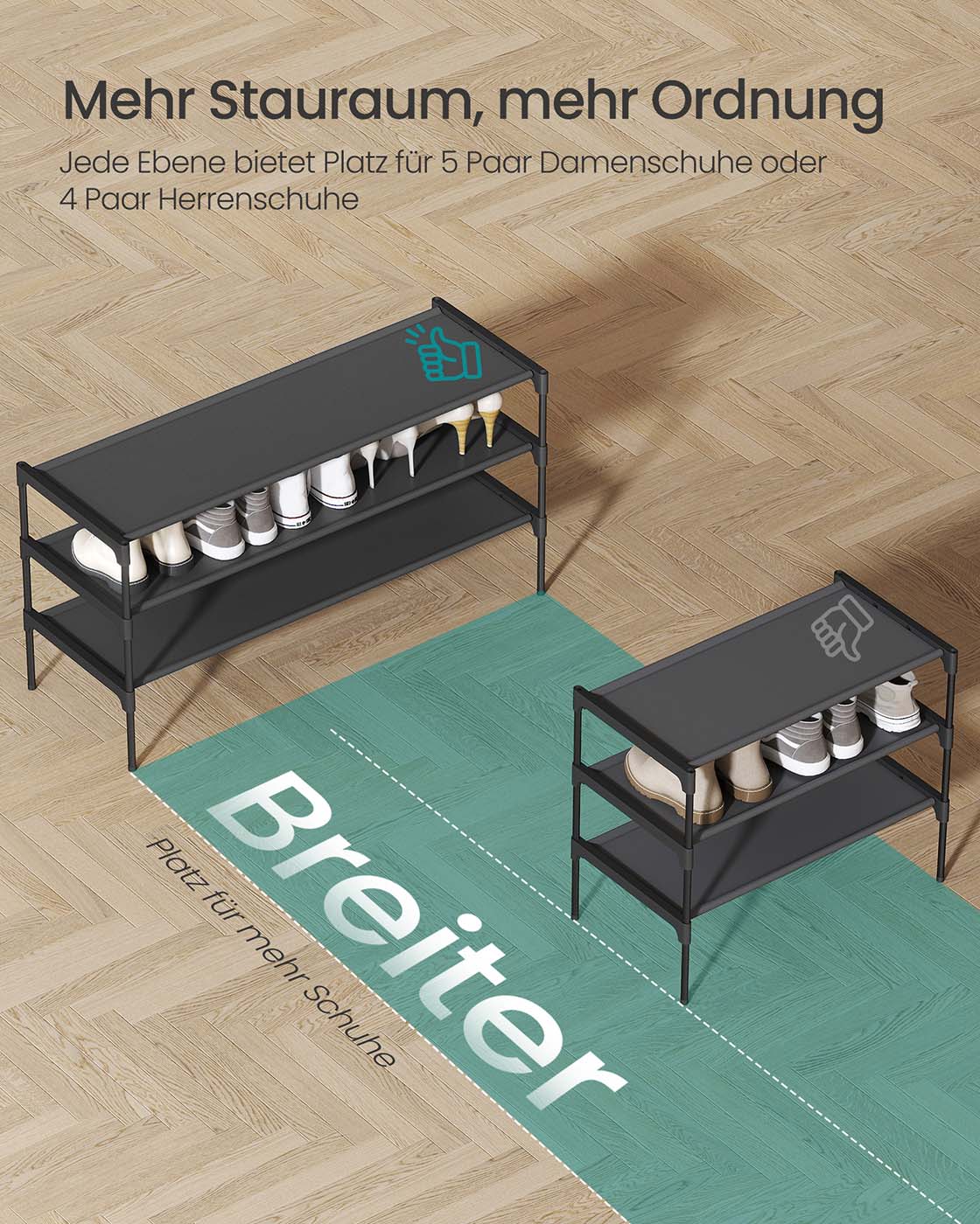 Space-saving multi-tier shoe rack for hallways and entryways - Image 4