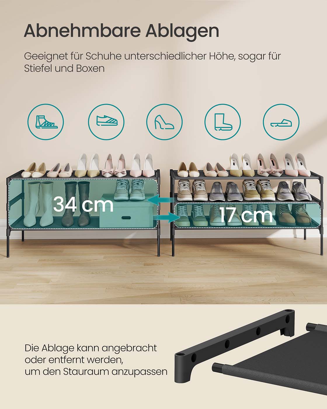 Space-saving multi-tier shoe rack for hallways and entryways - Image 6