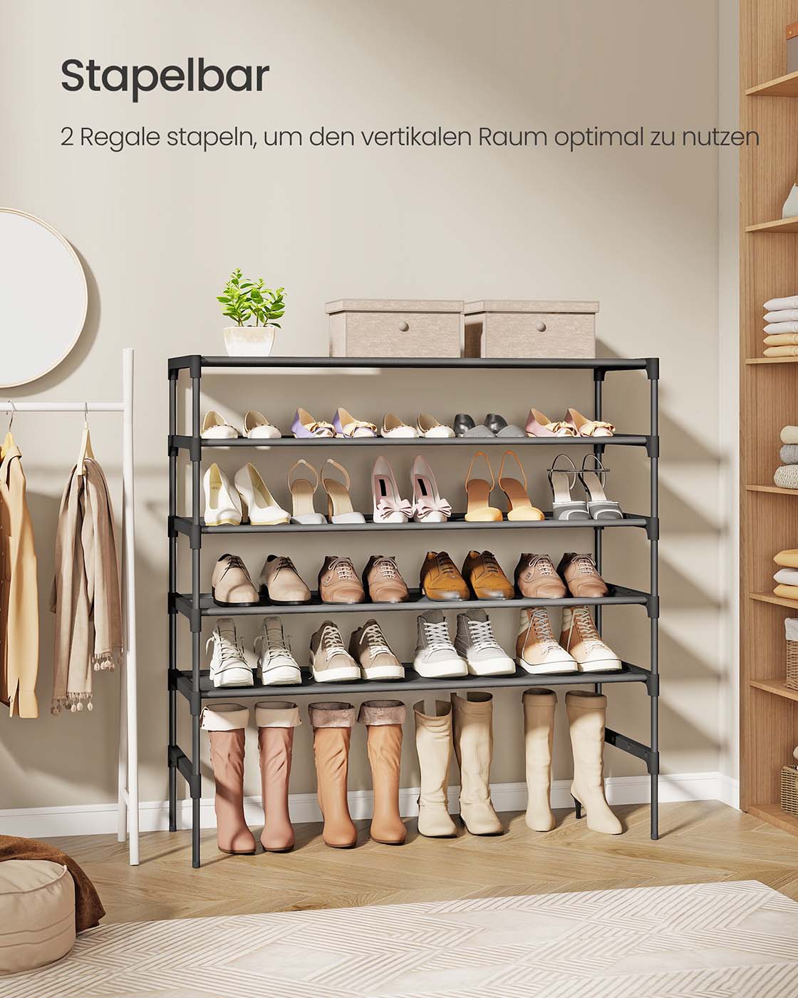 Space-saving multi-tier shoe rack for hallways and entryways - Image 3