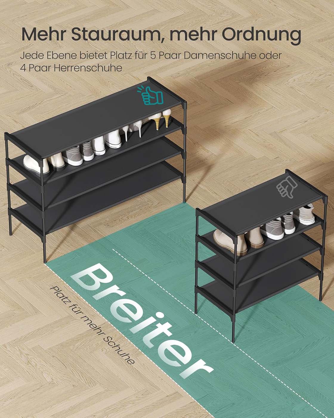 Space-saving multi-tier shoe rack for hallways and entryways - Image 4