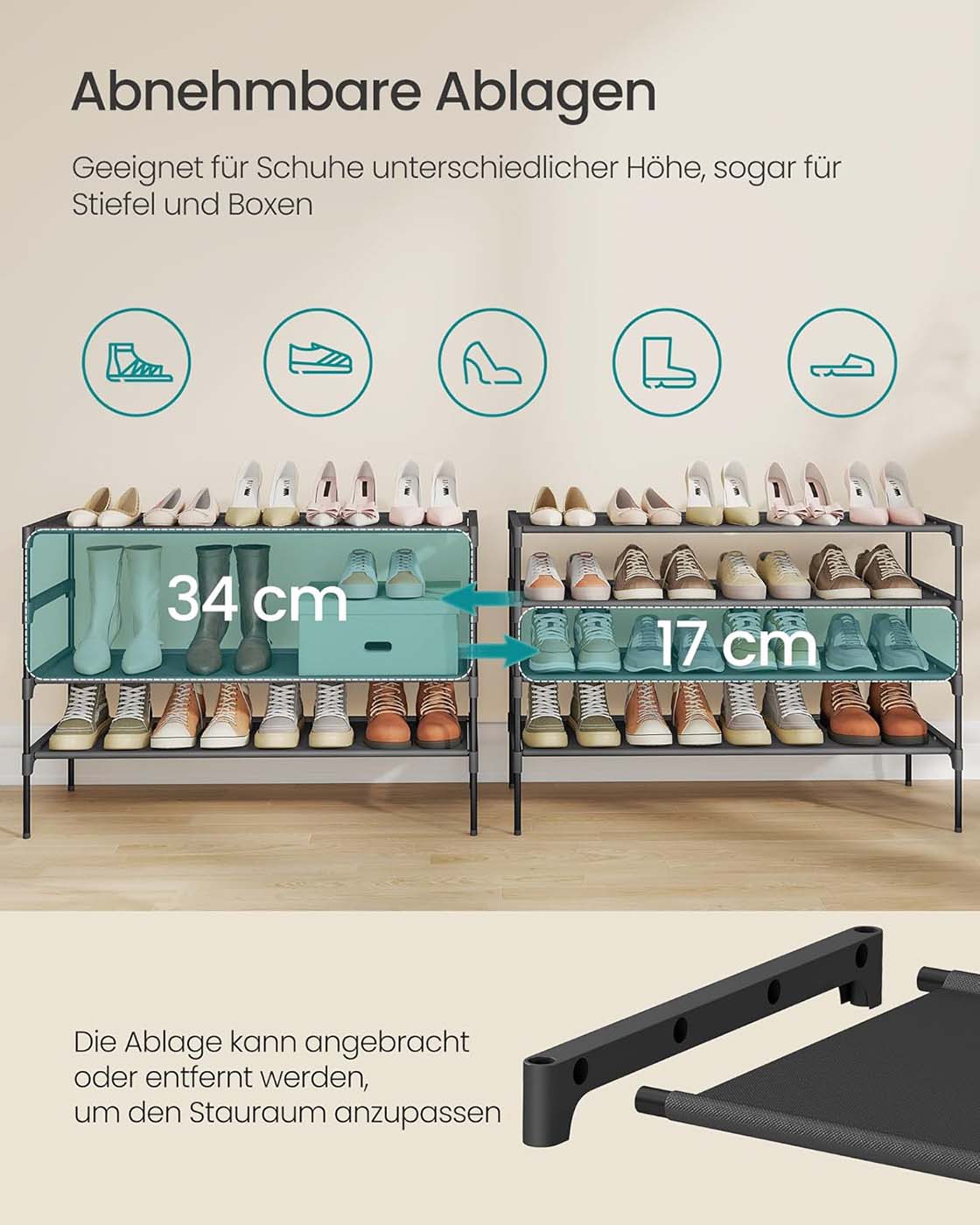 Space-saving multi-tier shoe rack for hallways and entryways - Image 6