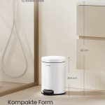 SONGMICS badeværelsespedalspand, 0,8 gallon (3 l) ståltoiletspand med soft-close-låg, inderspand, til affald, soveværelse, skyhvid